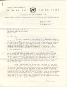 H.J. Timperely letter to Dr. T.V. Soong