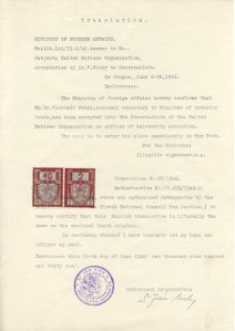 Ministry of Foreign Affairs UN confirmation 1946