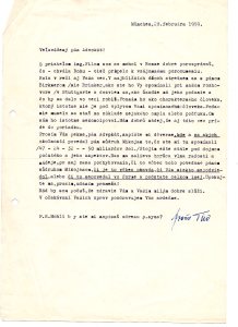 Frano Tiso letter 2-28-59