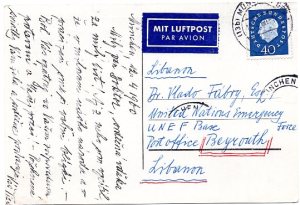 Frano Tiso postcard to Vlado 4-12-60 reverse